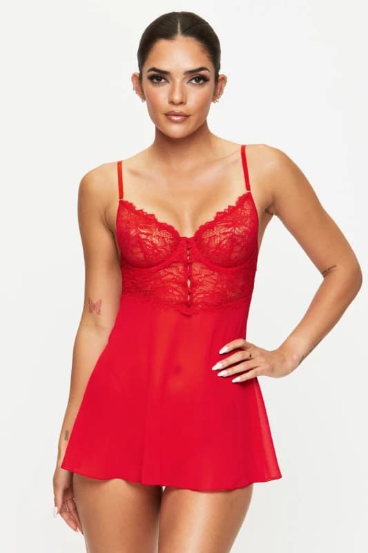 Ann Summers Iris Babydoll Set Red