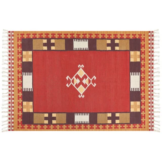 Beliani Rug Parakar Multicolour 160 X 230 Cm Cotton Kilim