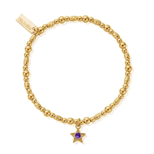ChloBo GBBCB3483 February Birthstone Bracelet - 18ct Gold Jewellery