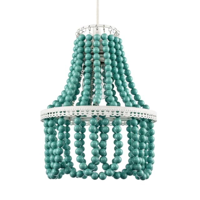 Happy Homewares Shabby Chic Ornate Chandelier Pendant Shade with Round Duck Egg Pearls in Duck Egg Blue Duck Egg Blue Unisex