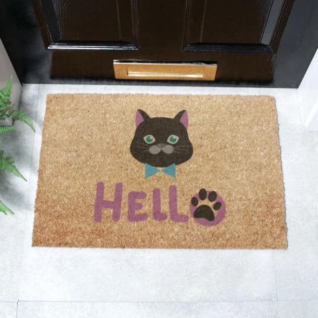 Artsy Doormats Cat Hello Coir Doormat (60 X 40Cm)