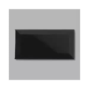 Black Bevelled Wall Tile 10cm x 20cm - Metro