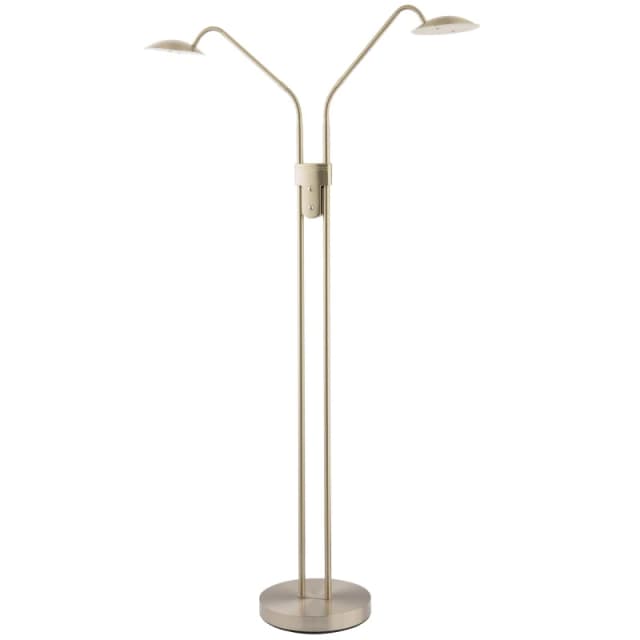 Happy Homewares Modern Double Arm Floor Lamp with Dimmer Button & Colour Control Warm-Cool White in Metallic Silver Metallic Silver Unisex