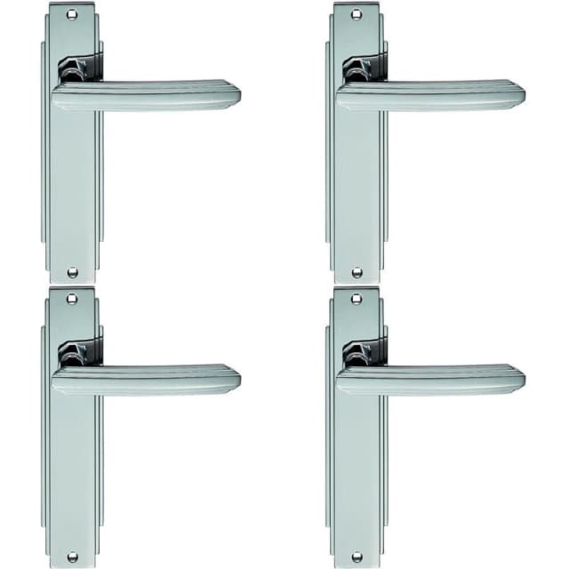 Loops 4x PAIR Line Detailed Handle on Latch Backplate 205 x 45mm Polished Chrome Multi
