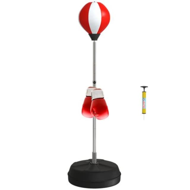 HOMCOM Punching Bag with Stand Boxing Bag Set with Adjustable Height Red Red