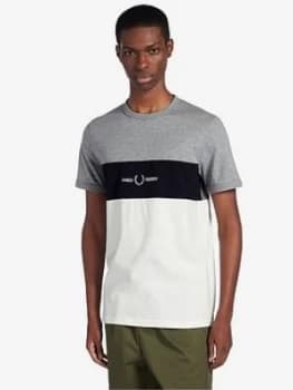 Fred Perry Graphic Embroidered T-Shirt - Grey Marl, Size 2XL, Men
