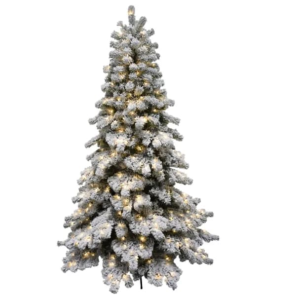 6ft Snowy Downswept Noble Fir Pre-lit Christmas Tree Green