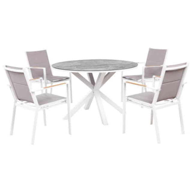 Beliani Garden Dining Set 4 Seater Maletto/busseto Metal Marble Effect Grey