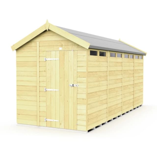 Buttercup Farm 6 x 16 Feet Apex Security Shed - Single Door - L472 x W175 x H217cm in Brown Brown Unisex