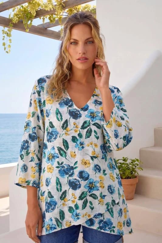 Roman Womens Floral Wrap Hem Tunic Top Size: 12 Multicolor Female 12