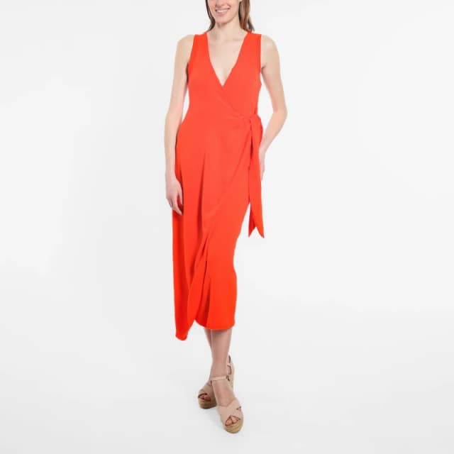 Be You Sleeveless Wrap Dress - Orange Orange 10