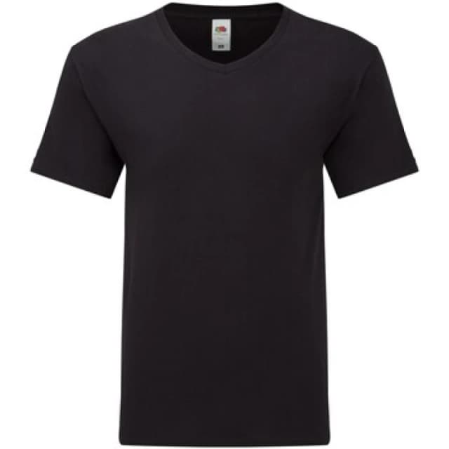 Fruit Of The Loom Fruit of the Loom Men Iconic V Neck T-Shirt in Black Size: Small Black S Male 5063693308049