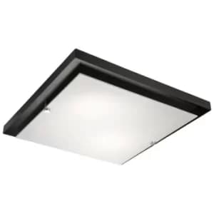 Square Simple Flush Ceiling Light Wenge, 2x E27