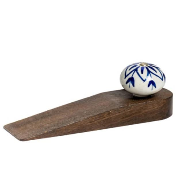 Nicola Spring Traditional Vintage Wooden Door Wedge Stop Navy