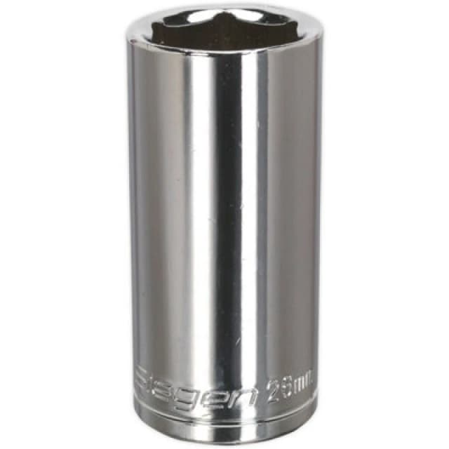 Loops 26mm Chrome Plated Deep Drive Socket - 1/2" Square Drive High Grade Carbon Steel Metallics