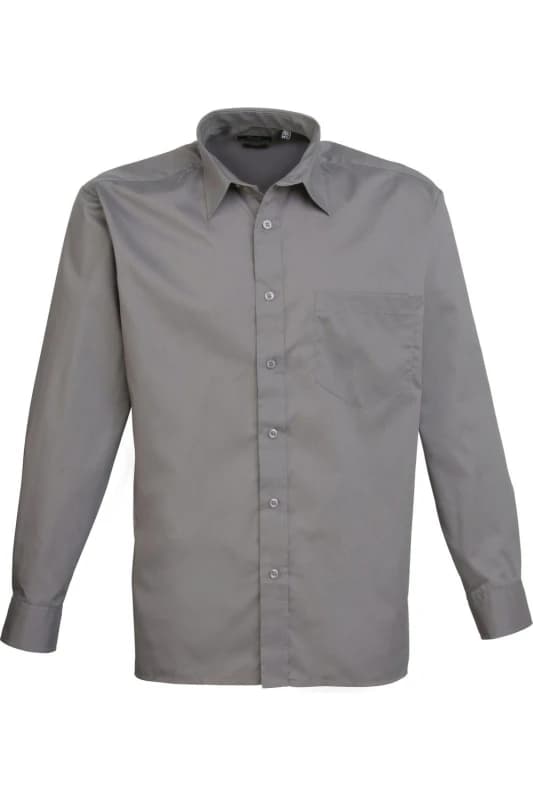 Premier Premier Men Poplin Long-Sleeved Formal Shirt in Dark Grey Dark Grey One Size Male 5055805362186