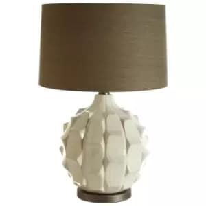 Premier Housewares Usha Table Lamp with Brown/Grey Linen Shade