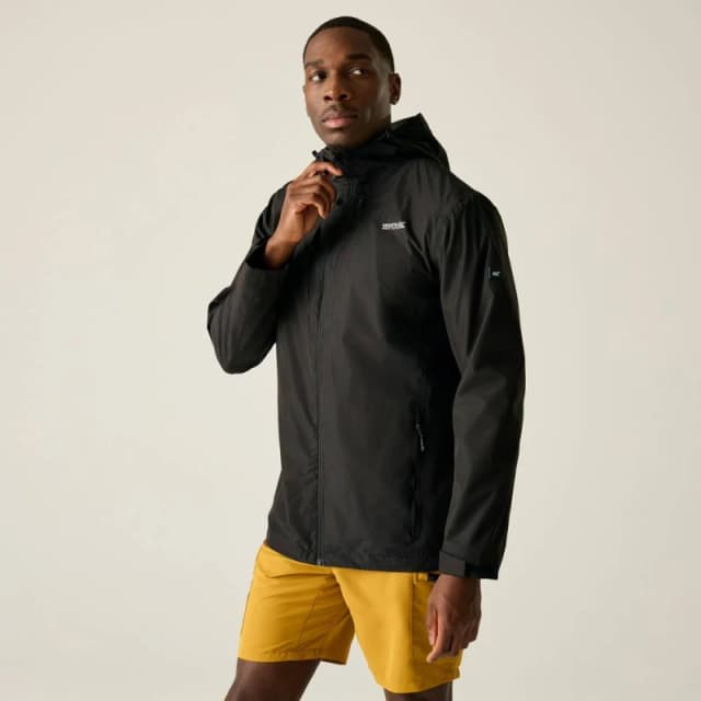Regatta Mens Calderdale Hooded Walking Waterproof Jacket in Jet Black Size: Large Jet Black Male L