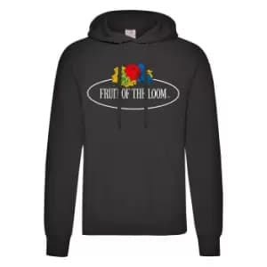 Fruit of the Loom Mens Vintage Big Logo Hoodie (S) (Black)