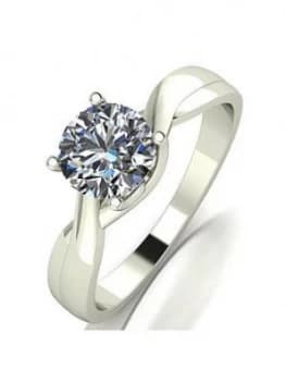 Moissanite 9Ct White Gold 1Ct Equivalent Solitaire Ring