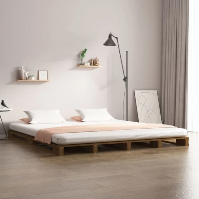 Vidaxl Pallet Bed Honey Brown 120X200 Cm Solid Wood Pine, Brown 821390
