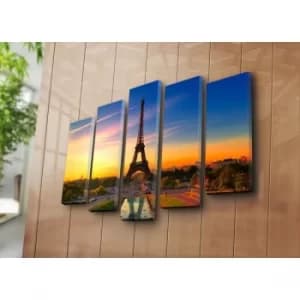 5PATK-147 Multicolor Decorative Canvas Painting (5 Pieces)