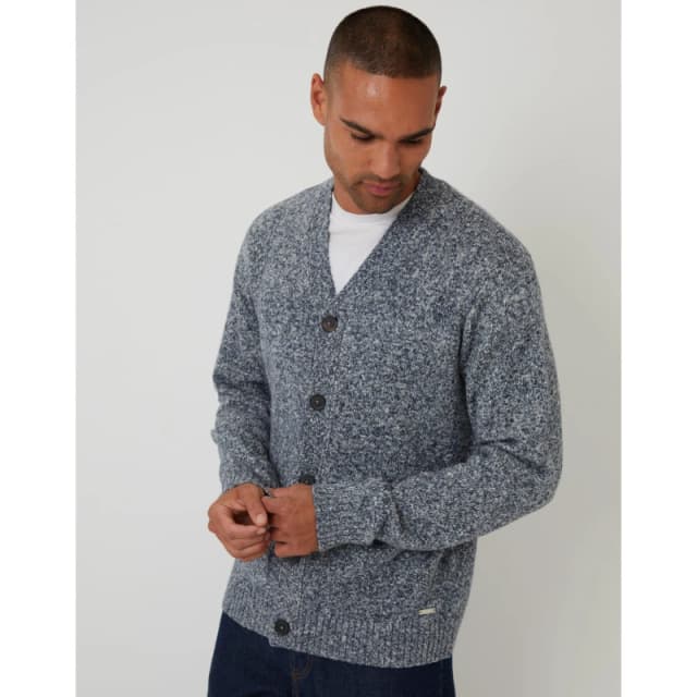 Threadbare Threadbare Men Cotton Blend Knitted Button Up Cardigan in Navy Size: Small Navy S Male 7625915265684