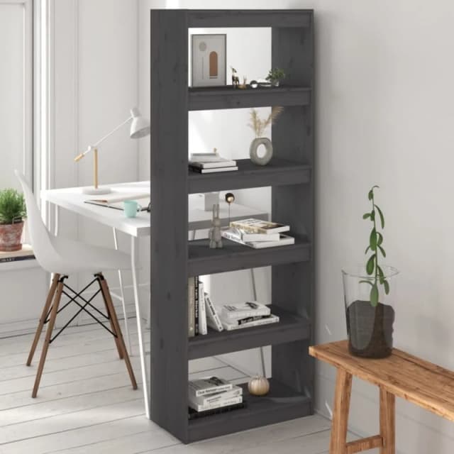 VIDAXL Vidaxl - Book Cabinet/Room Divider Grey 60x30x167.5cm Solid Wood Pine 8720286608753