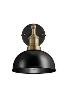 Brooklyn Dome Wall Light, 8 Inch, Black, Brass Holder