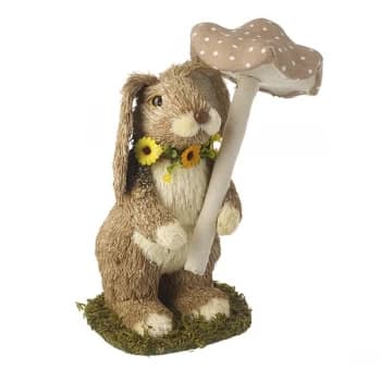 Standing Rabbit With Mushroom Big Decoration By Heaven Sends