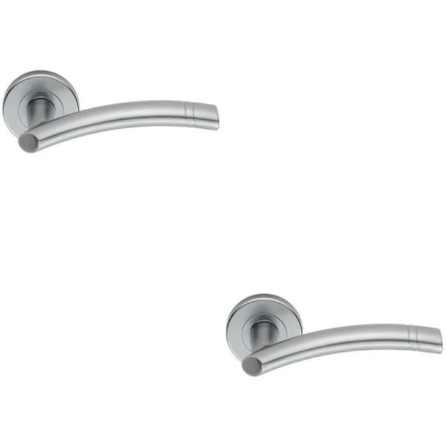 Loops 2x PAIR Arched Round Bar Handle with Ring Detailing Concealed Fix Satin Chrome Multi