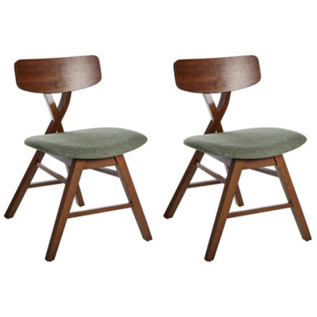 Beliani Set Of 2 Dining Chairs Leland Wood Dark Brown