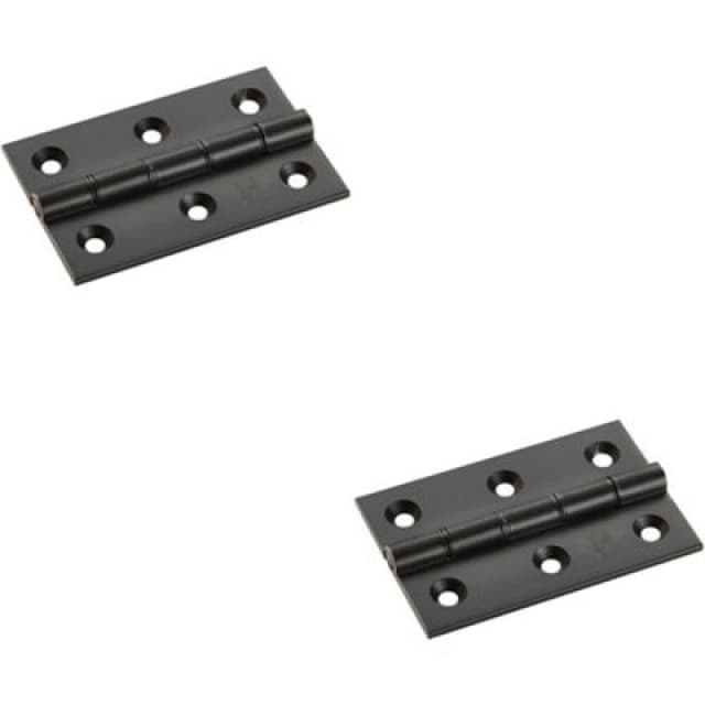 Loops 2x PAIR 76 x 50 x 2.5mm Brass Washered Butt Hinge Matt Black Internal Door Black