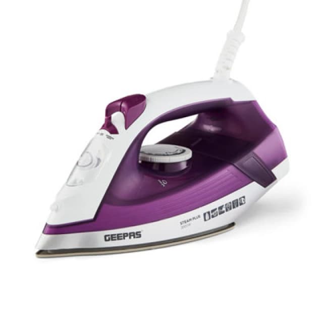 Geepas 2000W Steam Iron with Ceramic Soleplate - 220 ml Tank Purple