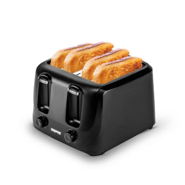 Geepas 4 Slice Toaster Family Size Bread Toaster 6 Variable Browning Control 1400W Black