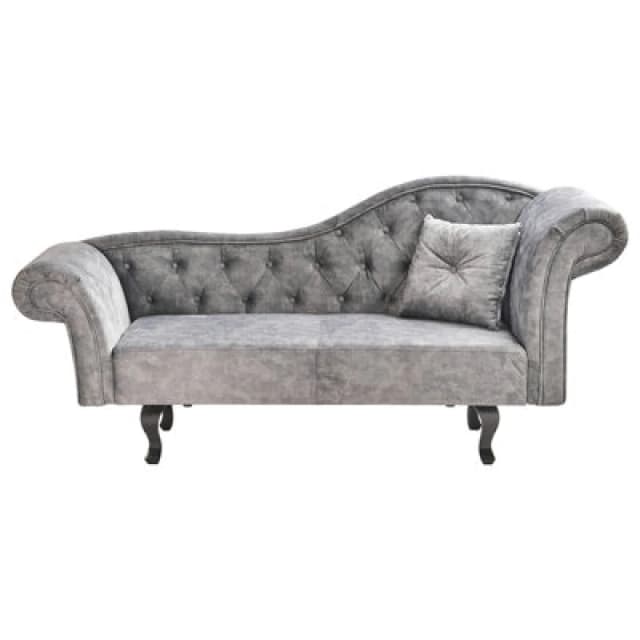 Beliani Right-Hand Chaise Lounge Lattes Ii Velvet Grey With Cushion