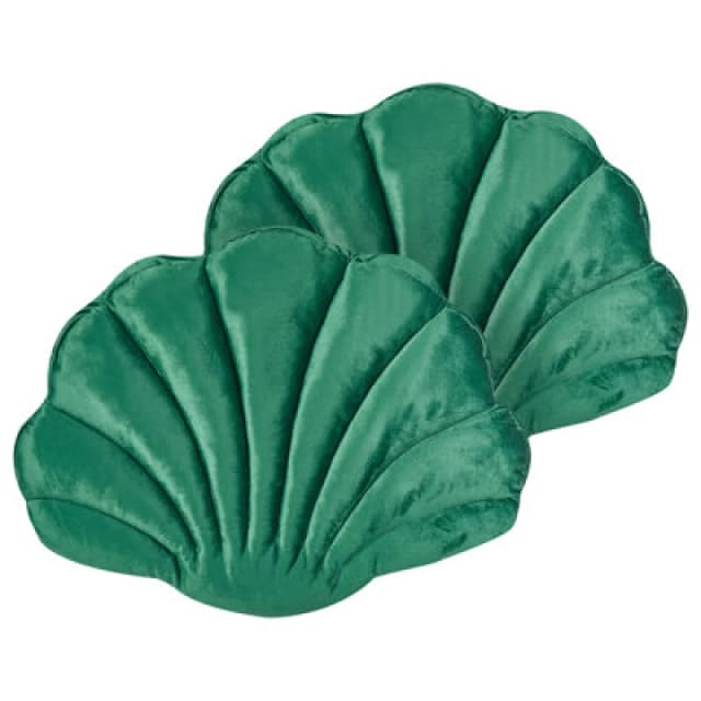Beliani Set Of 2 Decorative Cushions Consolida Velvet 47 X 35cm Emerald Green Solid