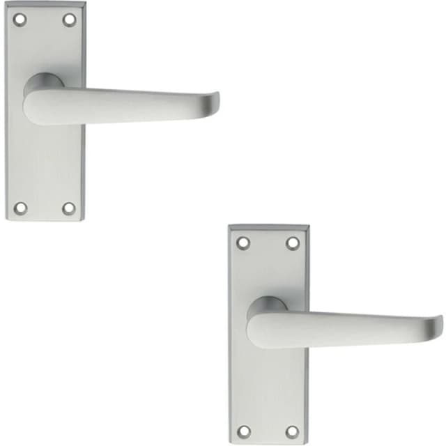 Loops 2x PAIR Straight Handle on Short Latch Backplate 118 x 42mm Satin Chrome Multi