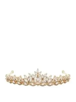 Jon Richard Gold Plate Cubic Zorconia Floral Tiara, Silver, Women
