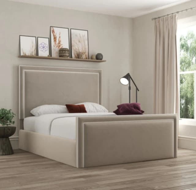 Ds Living Verona Pipping Upholstered Bistra Beige Bed