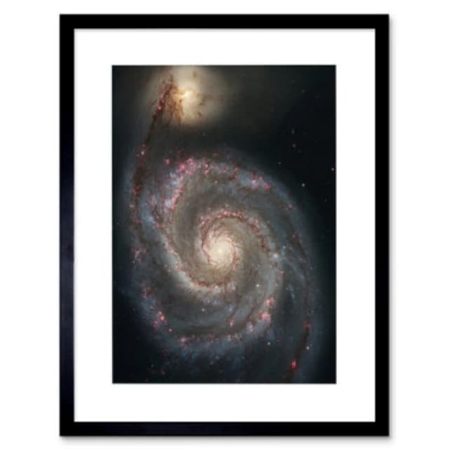 Artery8 Nasa Space Photo Hubble Whirlpool Galaxy M51 12X16" Framed Wall Art Print