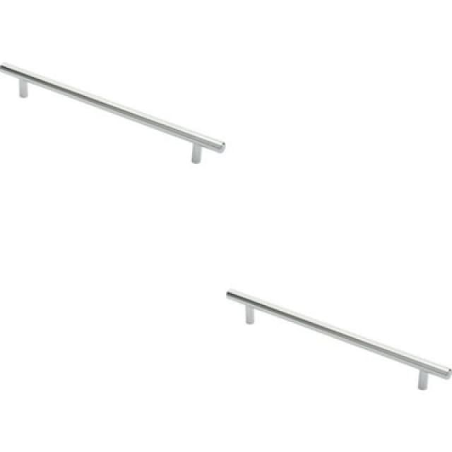 Loops 2x Round T Bar Cabinet Pull Handle 284 x 12mm 224mm Fixing Centres Chrome Multi unisex