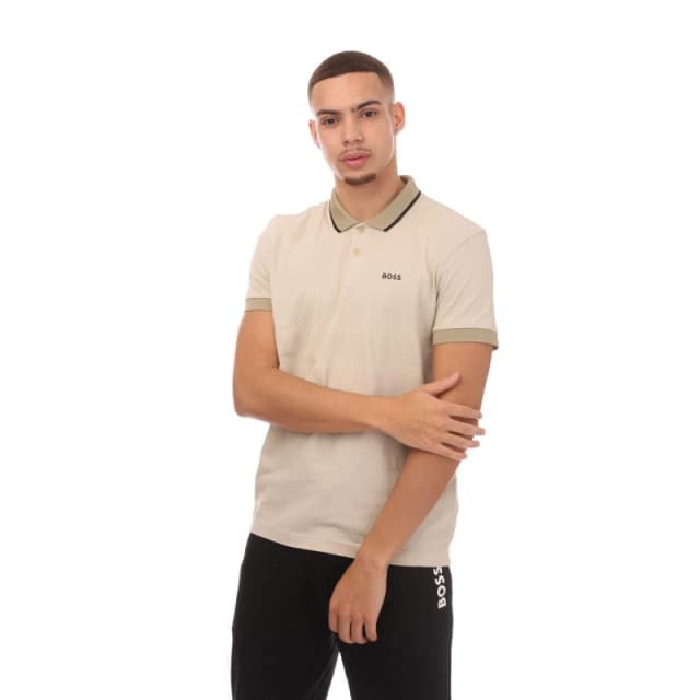 Boss Popcorn-Structure Stripe Polo Shirt - Beige Beige XL