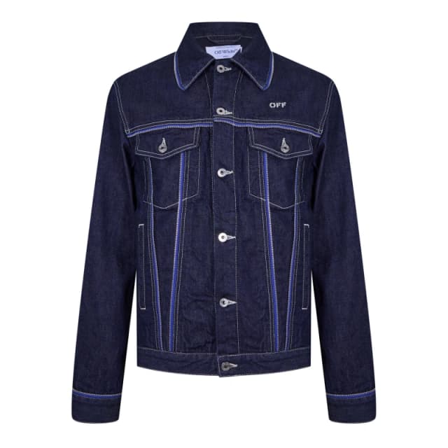 Off White Mens Zip Embellished Denim Jacket Sierra Leone male S