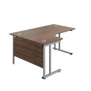 Tc 1600 x 1200 Twin Upright Left Hand Radial Desk Dark Walnut-Silver