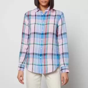 Polo Ralph Lauren Womens Georgia Slim Fit Shirt - 1183 Pink-Blue Multi - L