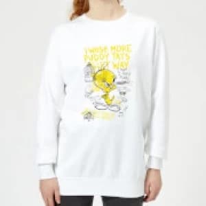 Looney Tunes Tweety Pie More Puddy Tats Womens Sweatshirt - White - L