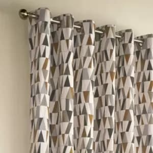 Reno Coffee Eyelet Curtains Grey, Gold and White