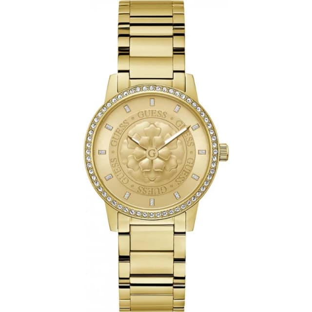 Guess Analogue Watch With Flower On Dial 15088970 Gold