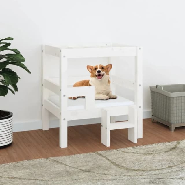 VIDAXL Dog Bed White 55.5x53.5x60cm Solid Wood Pine Vidaxl 822368